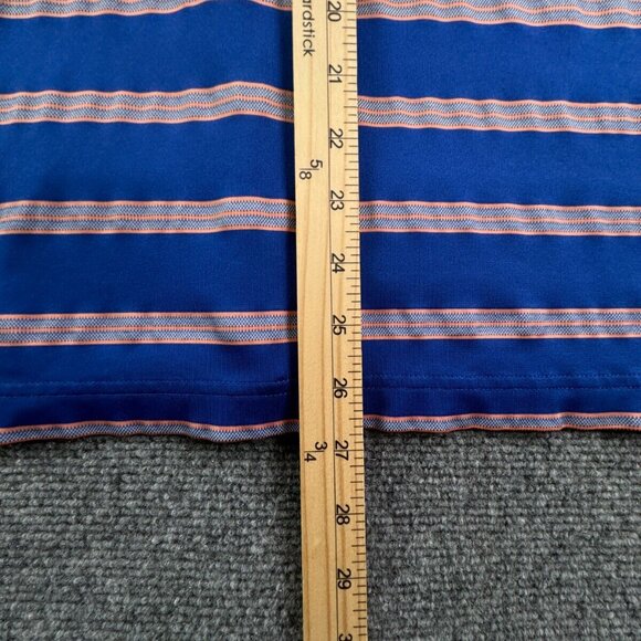 Brooks Brothers Polo Shirt Mens Large Blue Orange Striped Short Sleeve Polyester - Picture 3 of 8
